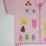 Quacker Factory Vintage 90s Sweet Treats Short Sleeve Cardigan Sweater Photo 2