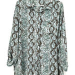 Gilli Size 2XL Long Sleeve Blouse Blue Black Snake Print Design Top Shirt Photo 0