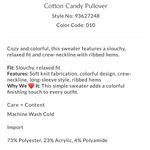 Free People NWT  gardenia blossom cotton candy pullover oversized large Photo 3