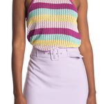 BCBGeneration BCBG Pink Multi High Neck Halter Stripe Knit Sweater Tank Photo 6