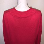 North Crest  red geometric pattern lined neck v-neck sweater Photo 6