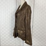 Lafayette 148 New York metallic gold brown long sleeve linen blazer jack… Size 10 Photo 7