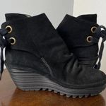 Fly London YAMA Suede Lace Up Wedge Ankle Boots Black Sz 36 6= Photo 5