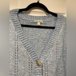 Derek Heart NWT  Size L Oversized Cropped V Neck Pointelle Cardigan Light Blue Photo 1