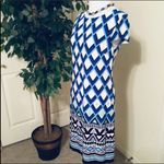 Jessica Howard Blue/White Geometric Casual Career Short Sleeve Stretchy Dress S Photo 2