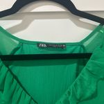 ZARA  Green Dress with Ruffle Accents Photo 1