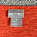 Chico's  Shirt Coral Orange Slub Lace Hem Top Womens XL Scalloped Crochet Detail‎ Photo 5
