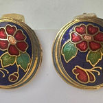 Vintage Cloisonné Floral Butterfly Enamel Clip Photo 0