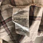 Old Navy  Womens The Boyfriend Flannel Shirt Button Down Plaid Beige Brown XLT Photo 3