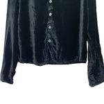 CP Shades Black Crushed Velvet Button Front Blouse Size Medium Lagenlook Top Photo 7