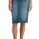 Ralph Lauren Lauren Black Label Indigo Wash Stretch Denim Mid Rise Pencil Skirt Photo 0