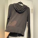 SO  Size L Black Sheer Mesh Back Long Sleeve Full Zip Hoodie Knit Sweatshirt Photo 5