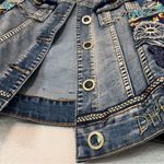 Desigual  DENIM JACKET SWEATER LONG SLEEVES EMBROIDERED COLORFUL LORAL Sz 36 Photo 10