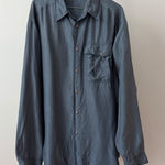 Tulliano Women's Medium M Blue 100% Silk Long Sleeve Button Up Shirt Photo 0