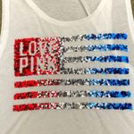 PINK - Victoria's Secret PiNK Victoria’s Secret Patriotic Sequin Bling Sleeveless Tank Top Red White Blue Photo 1