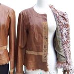 Cache Lamb Leather Lamb Fur Trim Suede Jacket Coat Lined Embellshed NWT $598 Photo 2