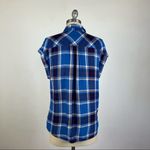 Rails Britt Plaid Cap-Sleeve Shirt in Santorini Royal Photo 87