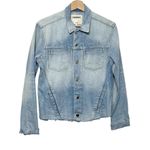 L'Agence L’AGENCE Janelle Denim Jacket Women’s Large Light Wash Slim Fit Raw Hem Photo 1