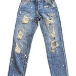 Tinsel Nordstrom jeans paint button fly distressed rhinestones size 26 Blue Photo 0