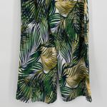 Tahari  Linen Blend Pants Size Large Green Palm Leaf Print Smocked Waist Resort Photo 6