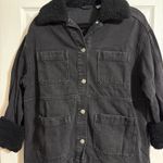 H&M  Black Denim Jacket Sherpa Photo 2