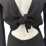 Reformation Black Ferris Textured Cut Out Tie Front Long Sleeve Jumpsuit size 0 Photo 11