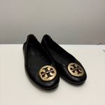Tory Burch Minnie Travel Ballet Flats w/ Metal Logo, Black & Gold | Size 8 Photo 1