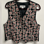 Norton Mcnaughton Vintage 90’s  Black and Red Floral Grid print Women's Vest Photo 0