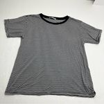 Reformation Jeans Black White Stripe Short Sleeve Stretch Shirt Large *TINY FLAW Photo 0