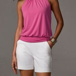 Boston Proper NWT Rio White Zip Front 5-Inch Shorts Size 8 Cotton Stretch Photo 0