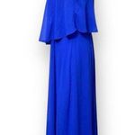 City Triangles  L Blue Chiffon Maxi Dress Strapless Cocktail Wedding Guest Party Photo 5
