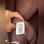 PINK - Victoria's Secret PINK Hooded Teddy Jacket Cardigan Sweater Fuzzy Sherpa Mauve Purple Size M L Photo 5