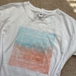 Old Navy White T-Shirt with Blue Beach Scene Pattern Photo 5