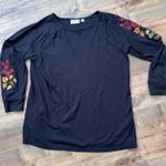 Vintage Quacker Factory Fall Autumn Sweater Embroidery Leaves Rhinestones Large Black Photo 0