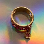 🆕 Luxury Ring For Women, Circular Shaped With Pendant Loop DesignGold & Pink🆕 Pink Size 10 Photo 3