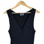 Michael Stars  Black V Neck Ruched Side Tank Top One Size Fits Most Photo 1