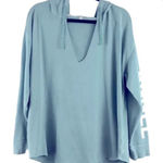 Victoria's Secret Victoria’s Secret Vee Neck Tie Front Pullover Hoodie in Teal sz Medium EUC Photo 0