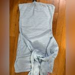 Pretty Little Thing BABY BLUE TEXTURED BANDEAU TIE DRAPE BODYCON DRESS Photo 3