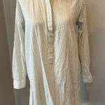 Roots  White & Black Striped Long Sleeve 100% Cotton Dress Women’s Size Small Photo 0