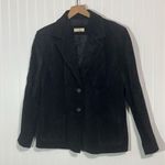 Valerie Stevens Womens Black Suede Leather Blazer Jacket L Classic Minimalist Photo 0