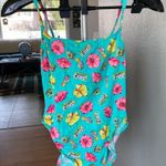 Vintage 80s 90s Coral Key Womens High Cut One Piece Swimsuit Bathing Suit 10 Green Photo 0