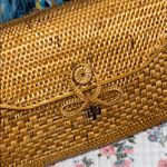 Vintage Tan Woven Shoulder Bag with Leather Strap Photo 2