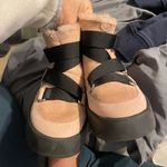 UGG  Women’s Boom Buckle Pink and Black Ankle Boots Sheepskin size 5 Photo 4