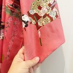 Japanese Kimono Robe Women’s Size 4.5 Pink Smoking Jacket Cherry Blossoms Photo 6