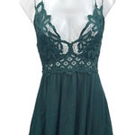 Free People Adella Green Sleeveless Lace Cami Camisole Fit & Flare Slip Dress M Photo 0