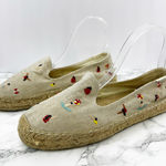 Soludos Women's Embroidered Swimmer Beach Scene Espadrille Flats Size 9.5 Photo 0