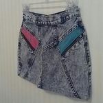 Color Block Denim Mini Skirt Blue Size 27 Photo 3