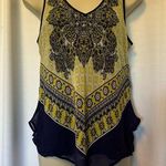 Iz Byer Blouse Tank Top Women’s Medium Floral Boho V-Neck Handkerchief Edge Blue Photo 0