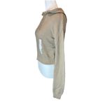SO  Juniors Hoodie XS Beige Eyelash Plush Yard Loungewear Crop Khaki Womens NWT Photo 4