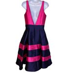 Mac Duggal  Pink And Navy Blue Asymmetrical Dress Size 4 Homecoming HOCO Photo 1